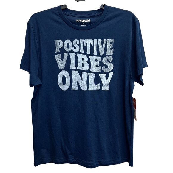 New “Positive Vibes Only” Navy TShirt XL By Powercode Cotton Blend Tee - Picture 1 of 3